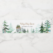 Winter Dennenbomen Baby Shower Waterfles Label Etiket (Enkel label)