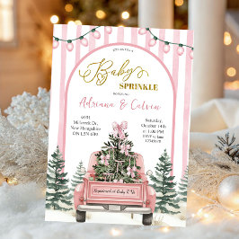 Winter dennenbomen Coquette strik roze baby sprink Kaart