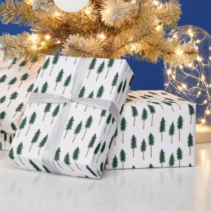 Winter dennenbomen Minimalistische Retro Bos Patro Cadeaupapier