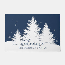 Winter Dennenbomen Script Welkom Deurmat