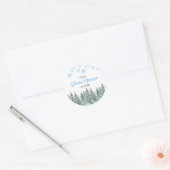 Winter dennenbomen Sneeuwvlokken Bruidsdouche Ronde Sticker (Envelop)
