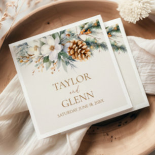 Winter Dennenboom Bloem Bloemisterij Bruiloft Servet