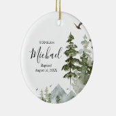 Winter dennenboom bos doop God zegene Keramisch Ornament (Rechts)