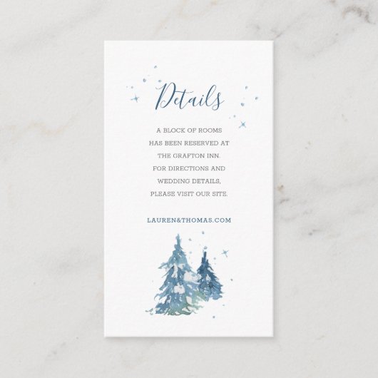 Winter dennenboom bos Waterverf bruiloft Informatiekaartje (Voorkant)