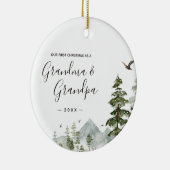 Winter dennenboom oma opa eerste kerst keramisch ornament (Rechts)