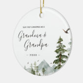 Winter dennenboom oma opa eerste kerst keramisch ornament (Links)