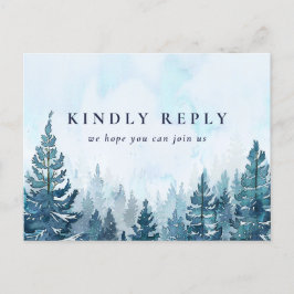 Winter Dennenbos Lied Verzoek RSVP Ansichtkaart Uitnodiging Briefkaart