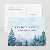 Winter Dennenbos Lied Verzoek RSVP Ansichtkaart Uitnodiging Briefkaart (Voorkant / Achterkant)