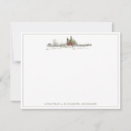 Winter Dennenbos Minimalistische Notitiekaart Notitiekaartje