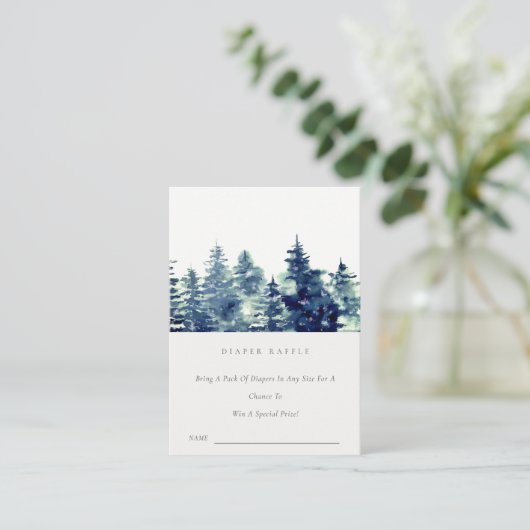 Winter Dennenbos Sneeuw Luierspel Baby Borrel Informatiekaartje (Staand voorkant)