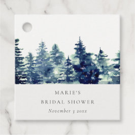 Winter Dennenbos Sneeuw Waterverf Bruidsdouche Bedankjes Labels