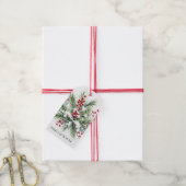 Winter Dennengehakt & Rode Bes Trouw Bedankt Cadeaulabel (Met Touw)
