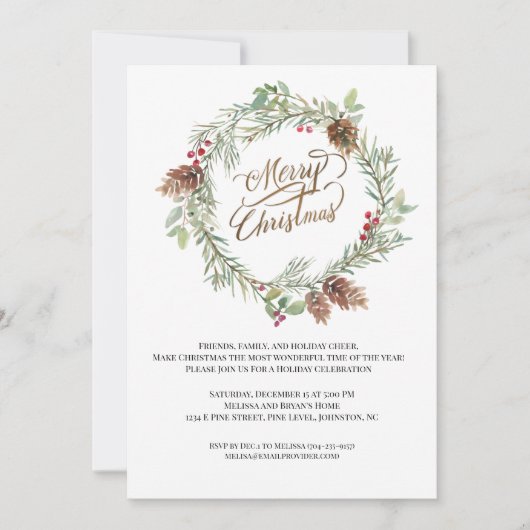 Winter Dennenkegels Rode Bes Kerstfeest  (Voorkant)