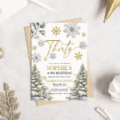 Winter Dertig Verjaardag Uitnodiging Goud en Zilve