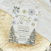 Winter Dertig Verjaardag Uitnodiging Goud en Zilve