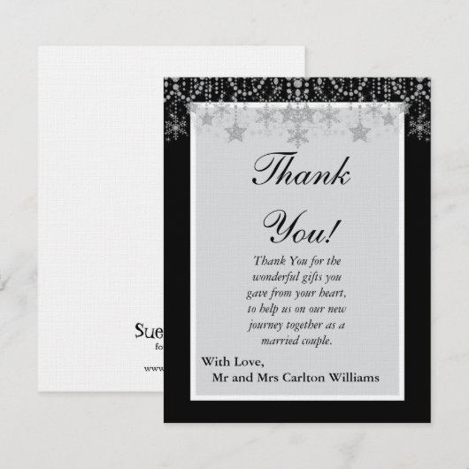 Winter Diamond Wedding Flat Hartelijk dank Kaart (Voorkant / Achterkant)