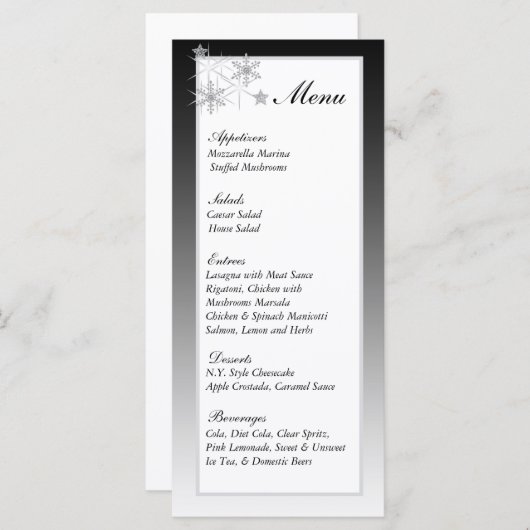 Winter Diamond Wedding Menu Labels (Voorkant / Achterkant)