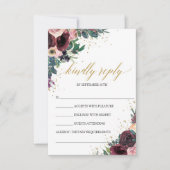 Winter diep rood marsala mauve rozen goud geometri RSVP kaartje (Voorkant)