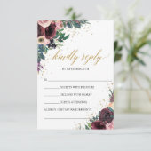 Winter diep rood marsala mauve rozen goud geometri RSVP kaartje (Staand voorkant)