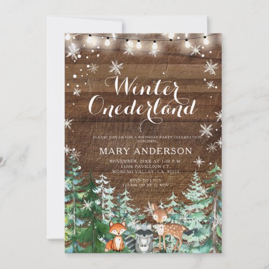 Winter Dier Herten Sneeuwvlokken Onederland Verjaa Kaart (Voorkant)