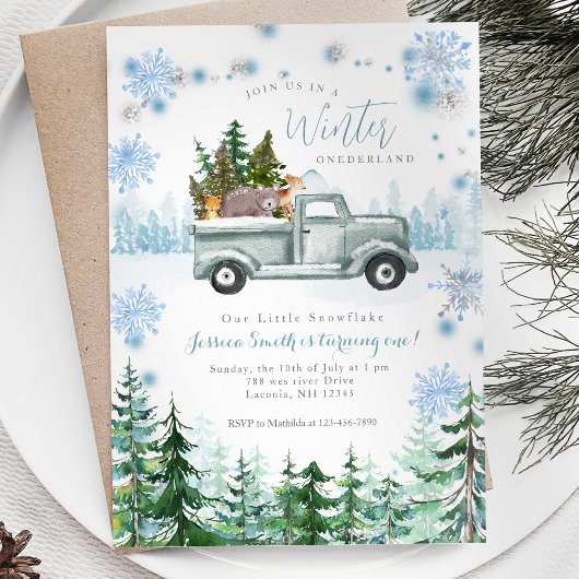 Winter Dier Onederland 1e verjaardag Kaart