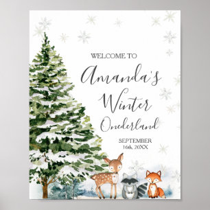 Winter Dier Sneeuwvlokken ONEderland Verjaardag Poster