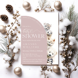 Winter Dieren Geslacht Neutraal Baby meisje Douche Kaart