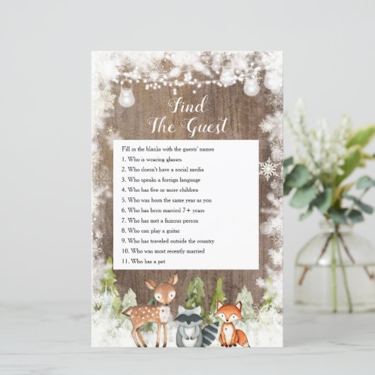 Winter Dieren Hout Sneeuwvlokken Vind het Gastensp (Staand voorkant)