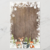 Winter Dieren Hout Sneeuwvlokken Vind het Gastensp (Achterkant)