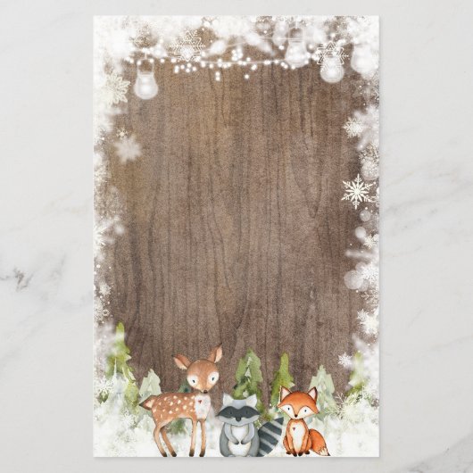 Winter Dieren Hout Sneeuwvlokken Vind het Gastensp (Achterkant)