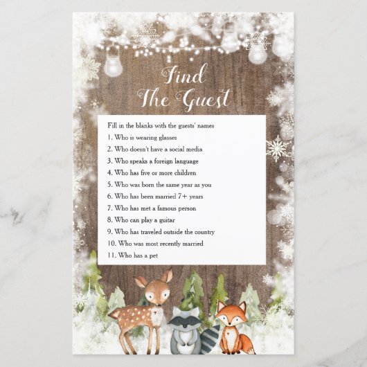 Winter Dieren Hout Sneeuwvlokken Vind het Gastensp (Voorkant)