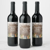 Winter Dieren Houten Sneeuwvlokken Baby Shower Wijn Etiket (Flessen)