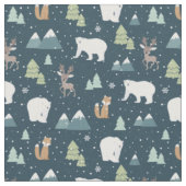 Winter Dieren Kerst Patroon Stof (Close Up)