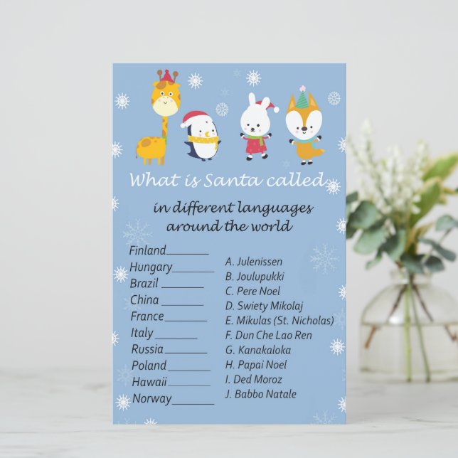 Winter dieren kerst rond de wereld spel (Staand voorkant)