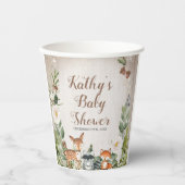 Winter Dieren Woodland White Floral Baby shower Papieren Bekers (Voorkant)