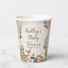 Winter Dieren Woodland White Floral Baby shower Papieren Bekers