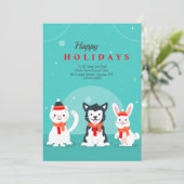 Winter Dierentransportkaartjes Feestdagenkaart (Staand voorkant)