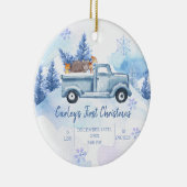 Winter Dierlijke Truck Bos Eerste Kerstmis Keramisch Ornament (Rechts)