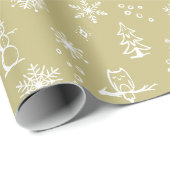 Winter Dingen Inpakpapier - Goud + Sneeuw (Rol Hoek)
