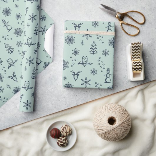 Winter Dingen Inpakpapier - Mint + Dusk (Crafts)
