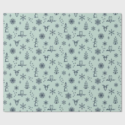 Winter Dingen Inpakpapier - Mint + Dusk (Vlak)