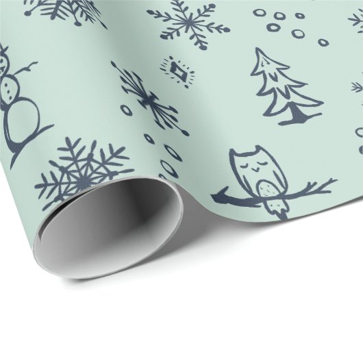 Winter Dingen Inpakpapier - Mint + Dusk (Rol Hoek)