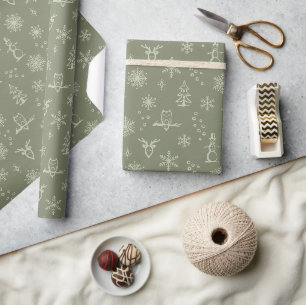 Winter Dingen Inpakpapier - Salie + Thee
