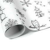 Winter Dingen Inpakpapier - Sneeuw + Leisteen (Rol Hoek)