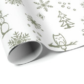 Winter Dingen Inpakpapier - Sneeuw + Salie (Rol Hoek)