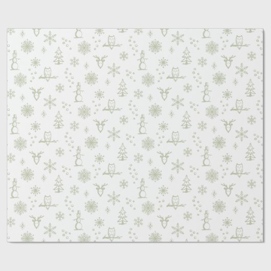 Winter Dingen Inpakpapier - Sneeuw + Thee (Vlak)