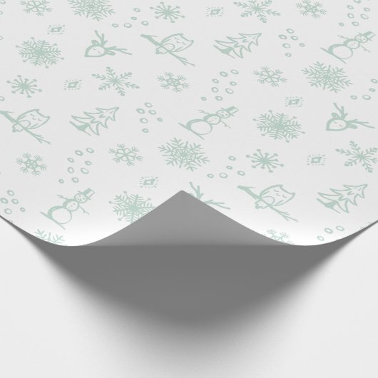 Winter Dingen Inpakpapier - Snow + Mint (Hoek)
