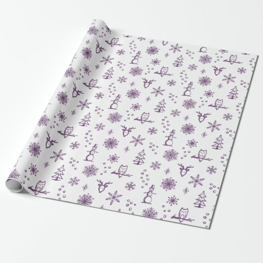 Winter Dingen Inpakpapier - Snow + Plum (Uitgerold)