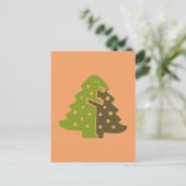 Winter Dinosaur Green kerstboomfeest Feestdagenkaart (Staand voorkant)