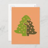 Winter Dinosaur Green kerstboomfeest Feestdagenkaart (Voorkant / Achterkant)
